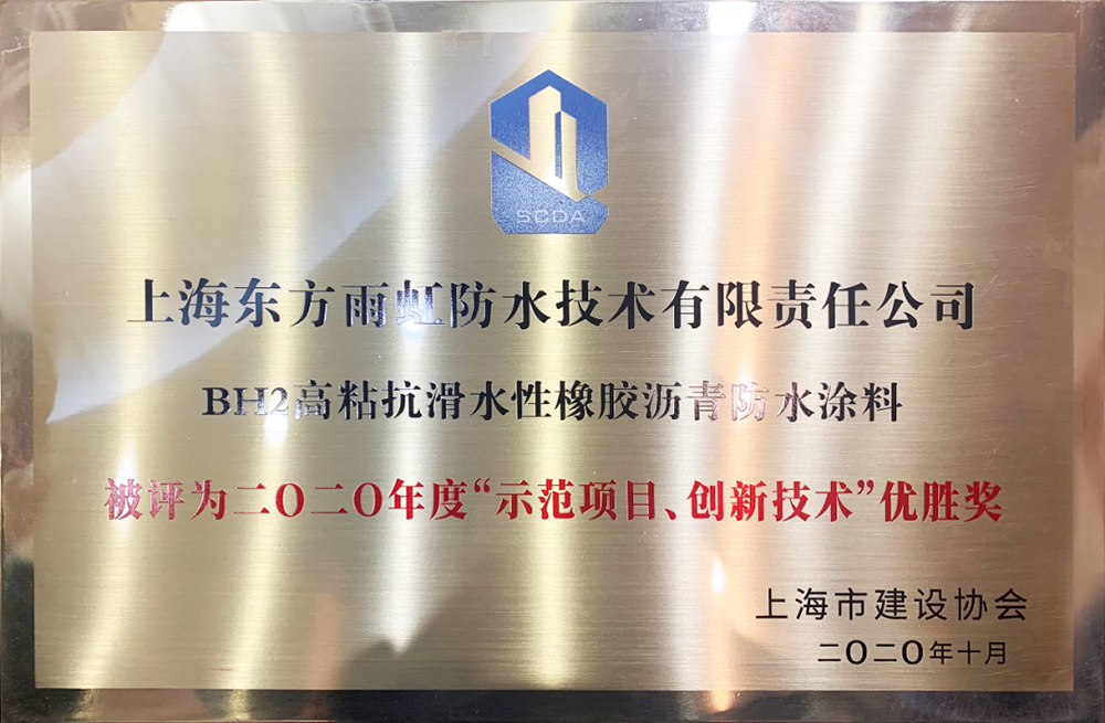 东方雨虹(ORIENTAL YUHONG)荣获2020年度“示范项目、创新技术”奖